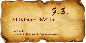 Flikinger Béla névjegykártya